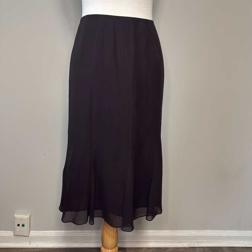 Vintage Dana Buchman 100% Silk Fit Flare Brown Skirt sz 10